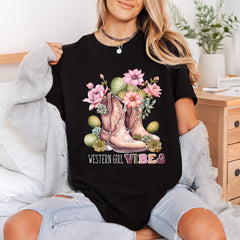 Western Girl Boots Boho Usa Vintage Ready to Press DTF Transfer for Dtf