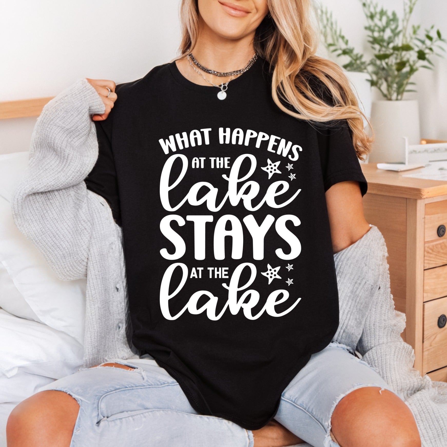 What Happens Lake Stays Summer Funny Ready to Press DTF Transfer for Dtf