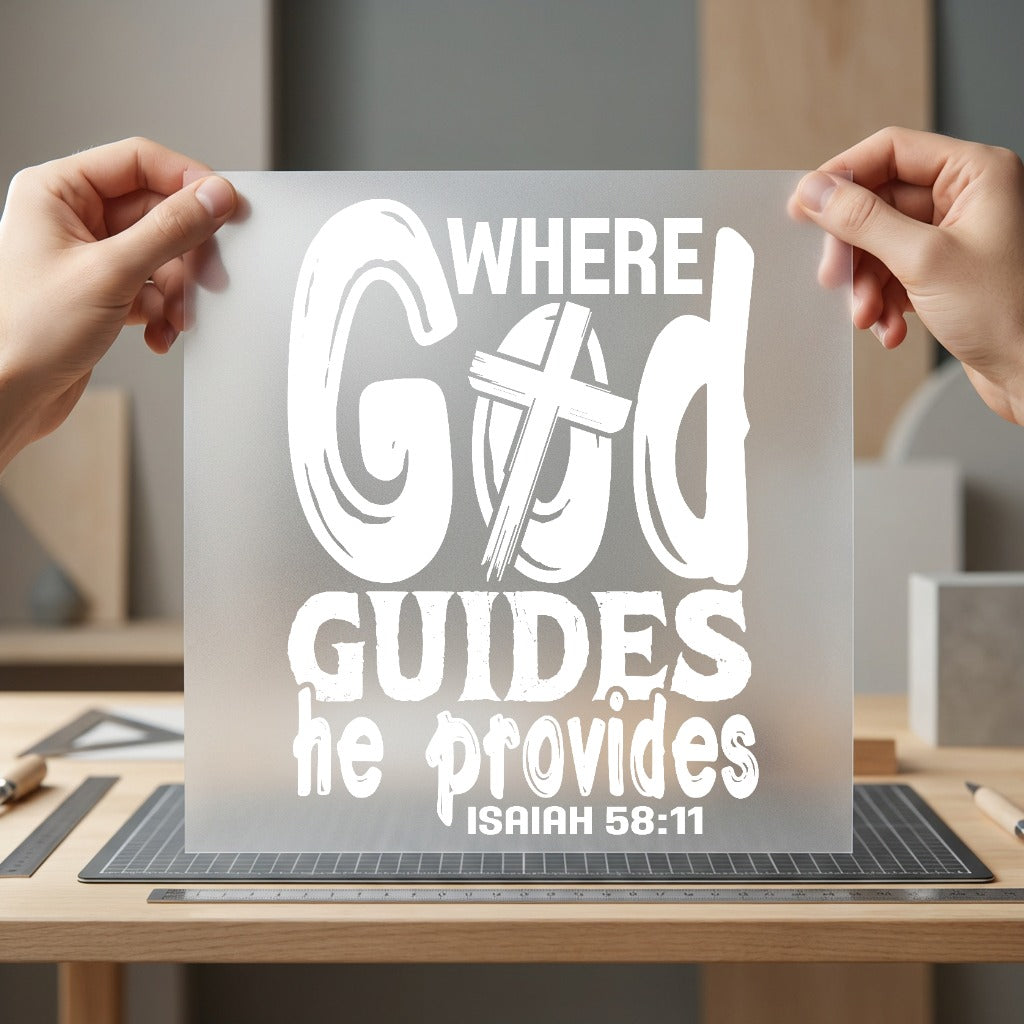 Where God Guides Provides Christian Faith Ready to Press DTF Transfer for Dtf