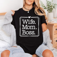 Wife Mom Boss Modern Mom Aesthetic Ready to Press DTF Transfer for Dtf