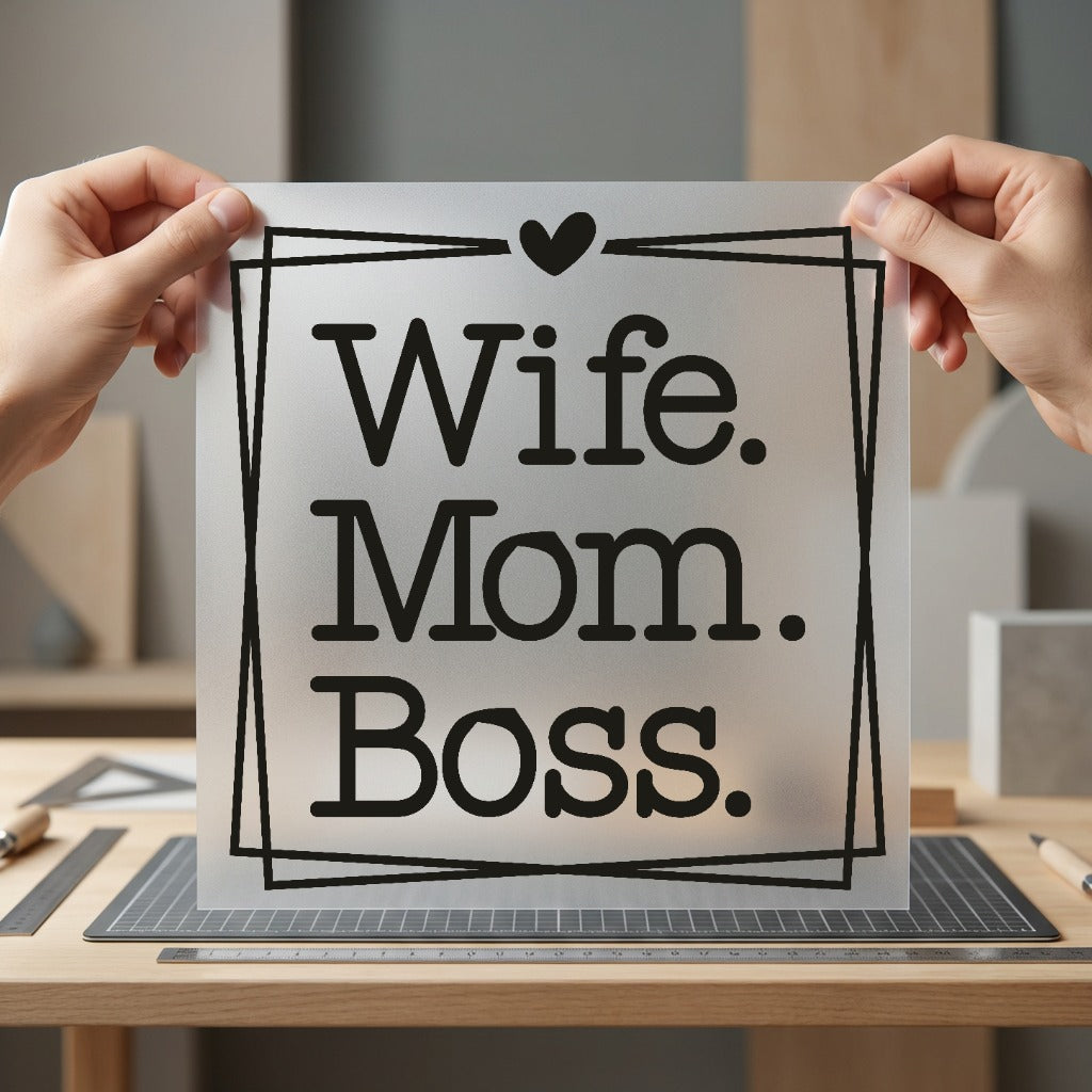 Wife Mom Boss Modern Mom Aesthetic Ready to Press DTF Transfer for Dtf