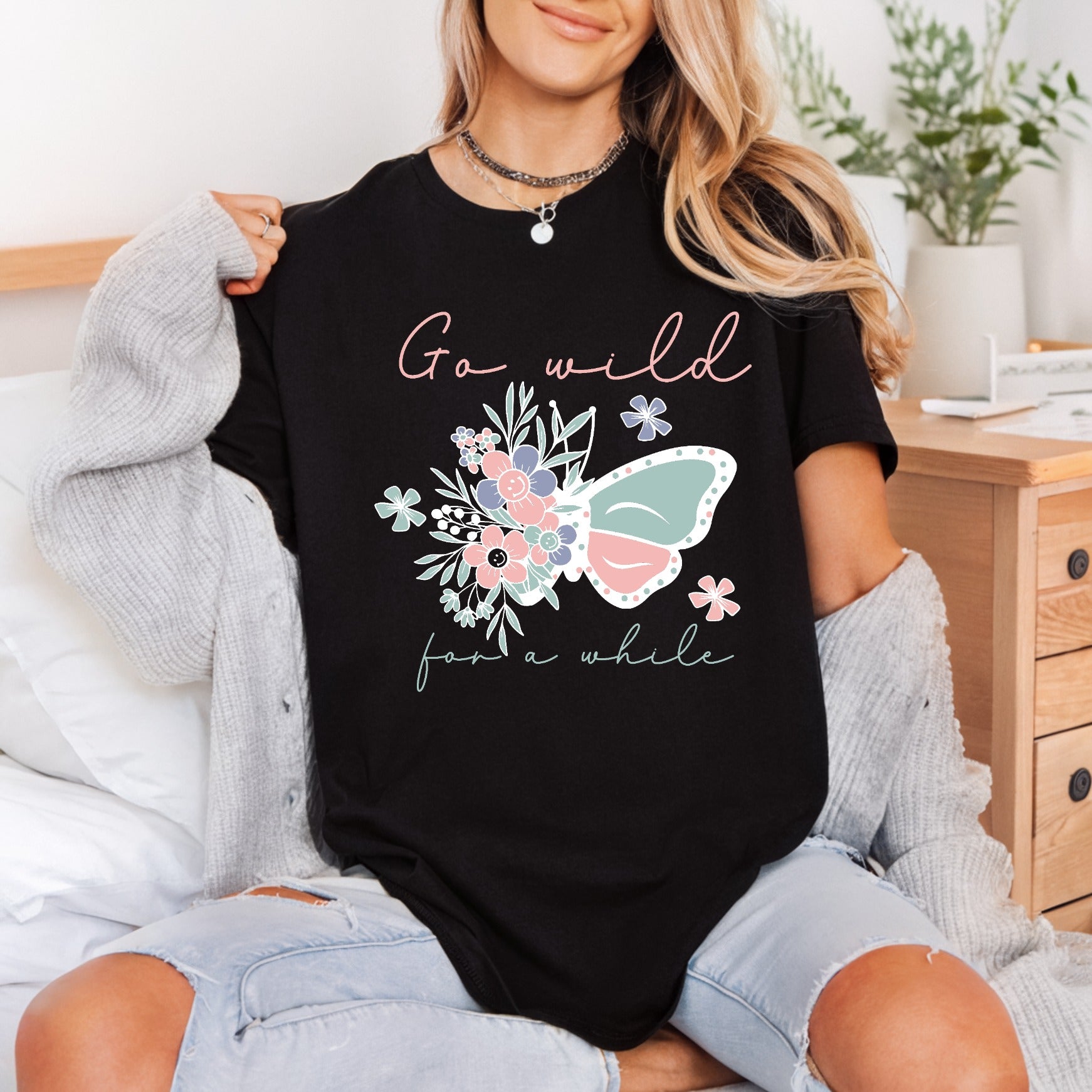 Wild While Butterfly Boho Boho Aesthetic Ready to Press DTF Transfer for Dtf