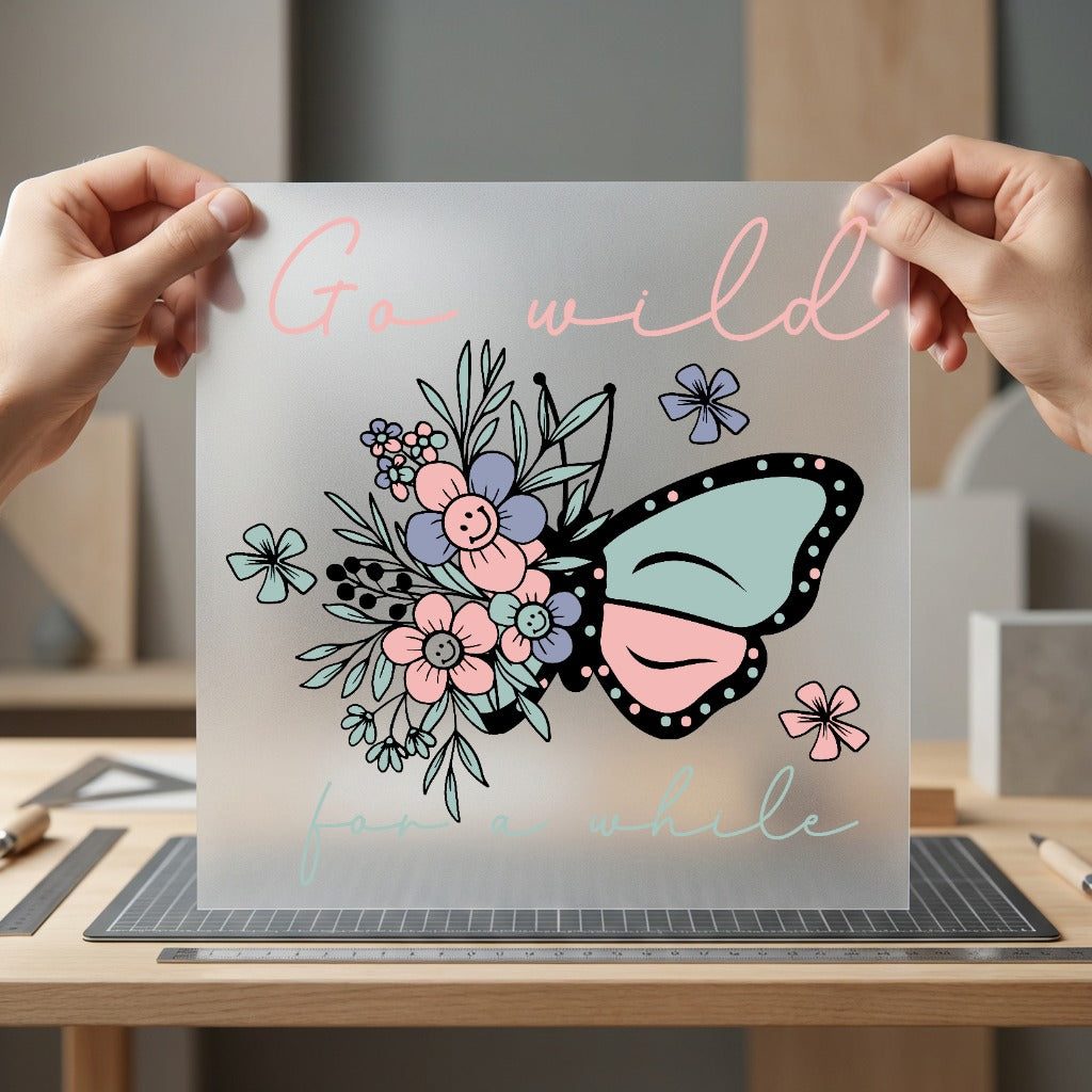 Wild While Butterfly Boho Boho Aesthetic Ready to Press DTF Transfer for Dtf