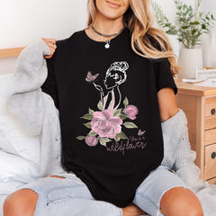 Wildflower Girl Butterfly Elegant Boho Aesthetic Ready to Press DTF Transfer for Dtf