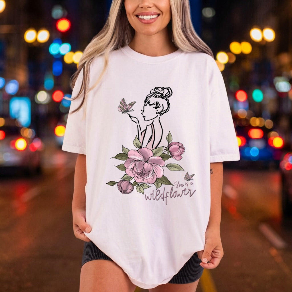 Wildflower Girl Butterfly Elegant Boho Aesthetic Ready to Press DTF Transfer for Dtf