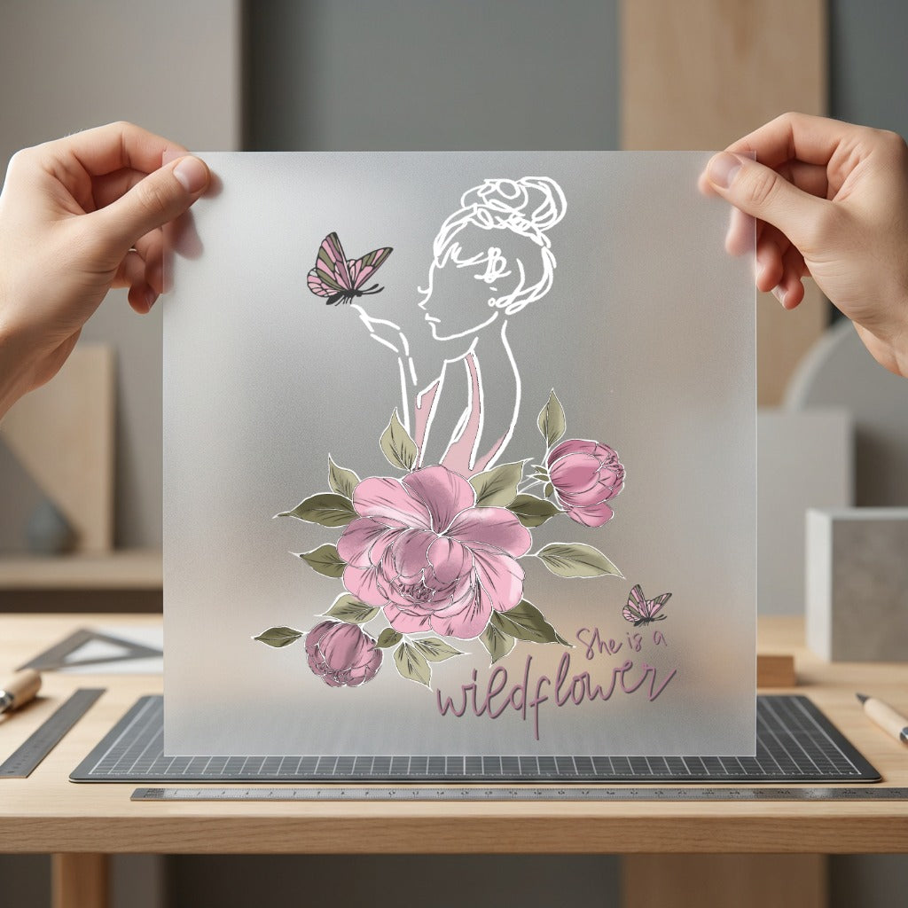 Wildflower Girl Butterfly Elegant Boho Aesthetic Ready to Press DTF Transfer for Dtf