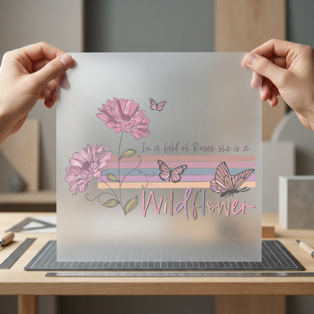 Wildflower Quote Butterflies Boho Spring Vintage Ready to Press DTF Transfer for Dtf