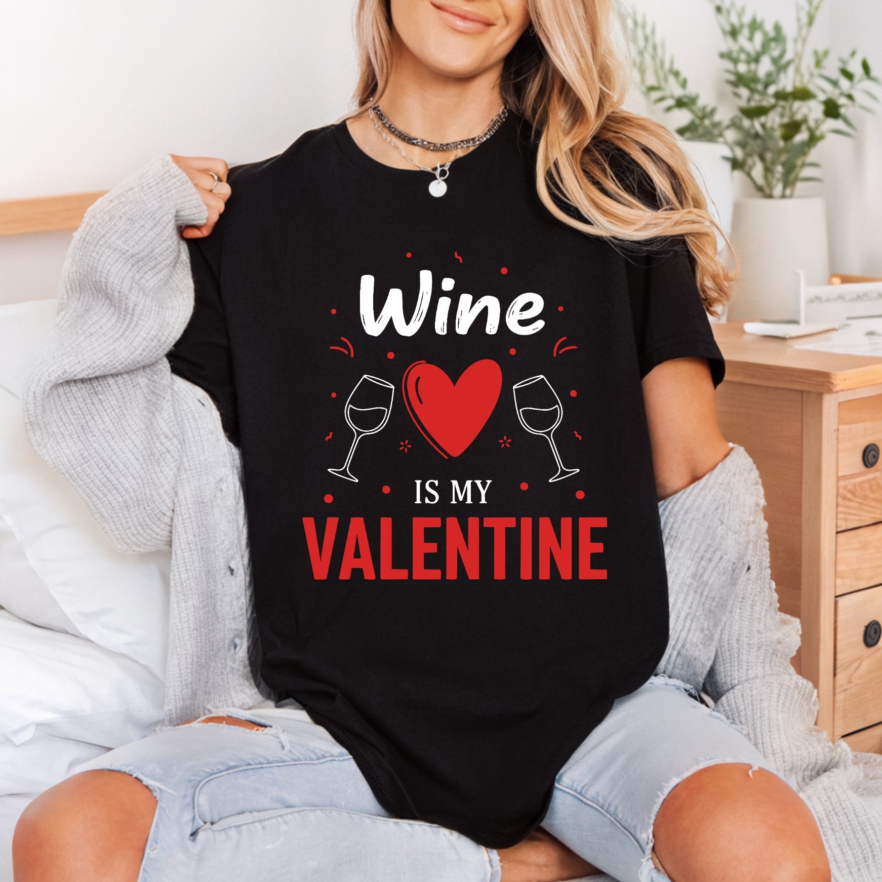 Wine Valentine Day Diy Valentine Funny Ready to Press DTF Transfer for Dtf