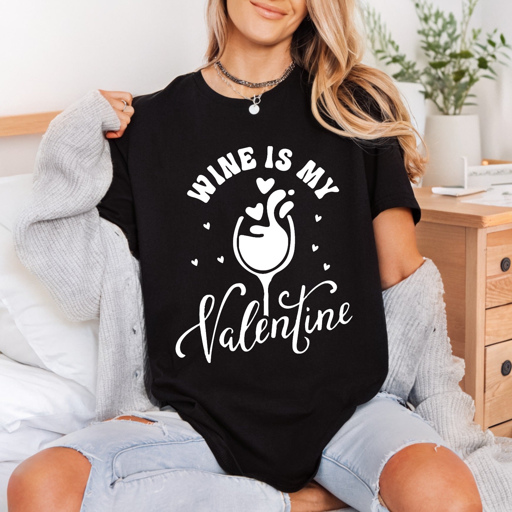 Wine Valentine Romantic Diy Valentine Ready to Press DTF Transfer for Dtf