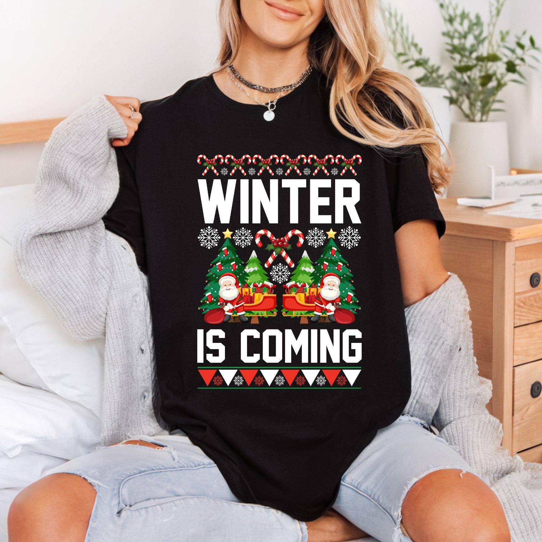 Winter Coming Christmas Holiday Christmas Winter Ready to Press DTF Transfer for Dtf