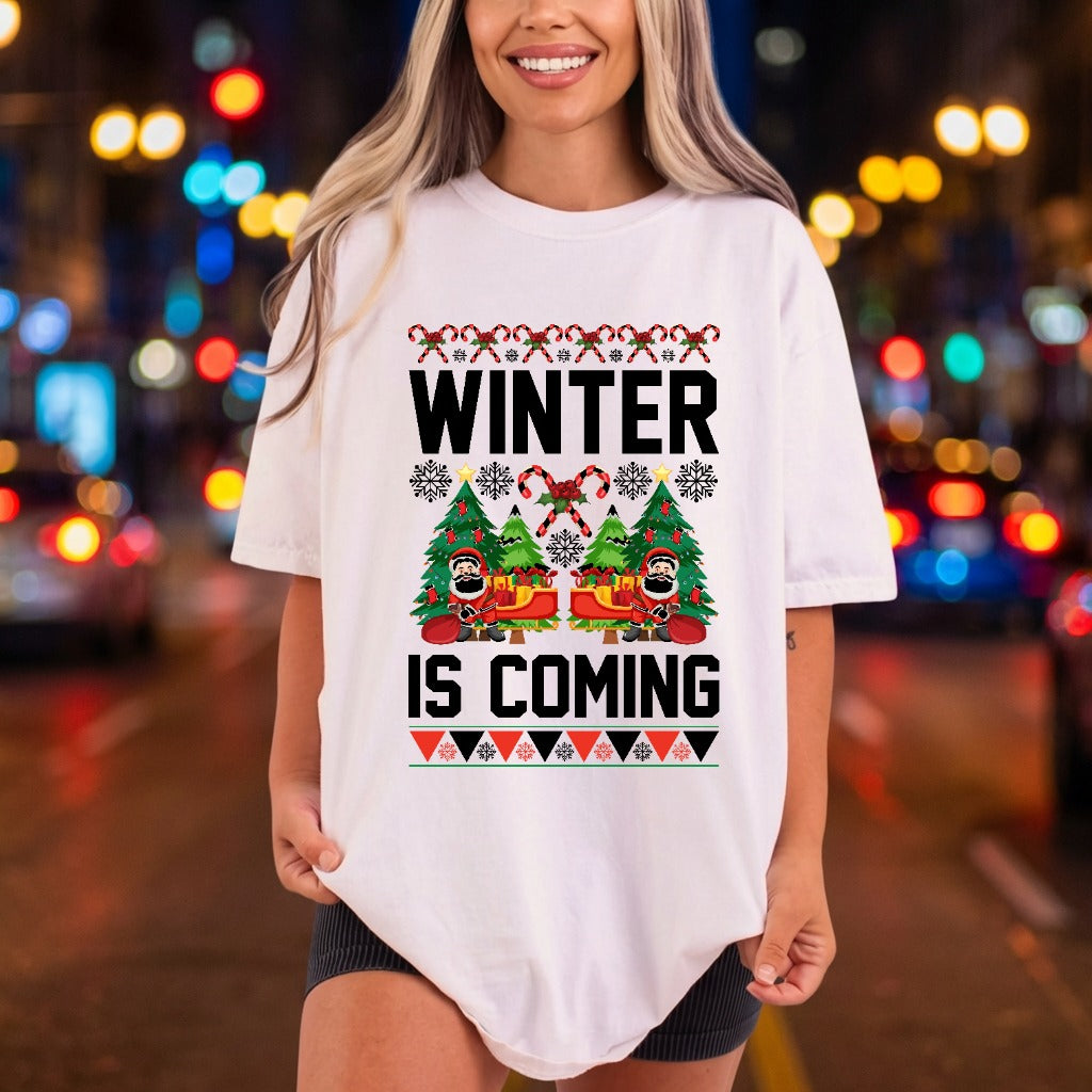 Winter Coming Christmas Holiday Christmas Winter Ready to Press DTF Transfer for Dtf