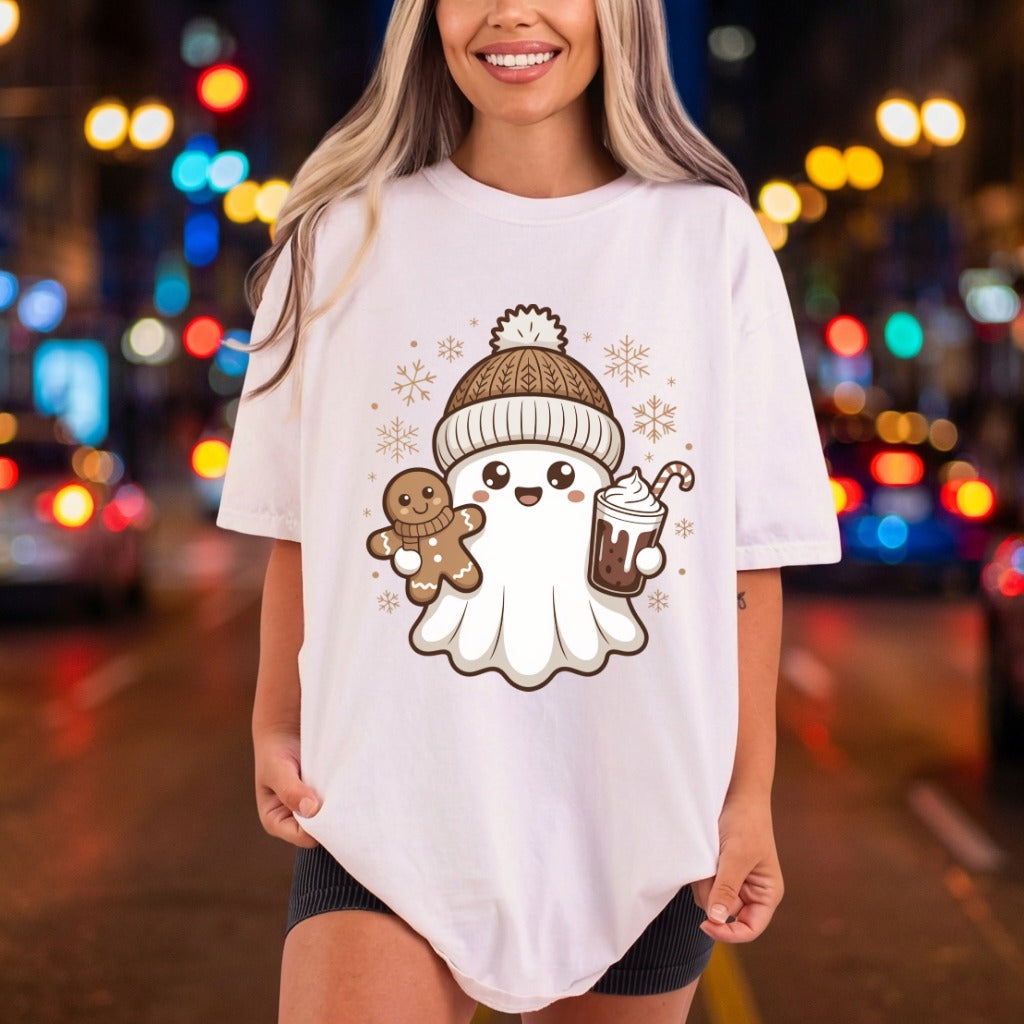 Winter Ghost Gingerbread Holiday Christmas Winter Ready to Press DTF Transfer for Dtf