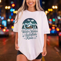 Winter Wishes Snowflake Kisses Christmas Winter Ready to Press DTF Transfer for Dtf