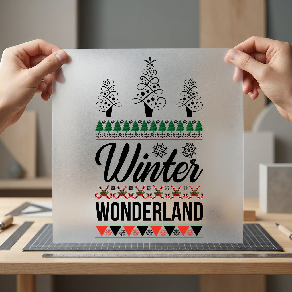 Winter Wonderland Snowflakes Trees Christmas Winter Ready to Press DTF Transfer for Dtf