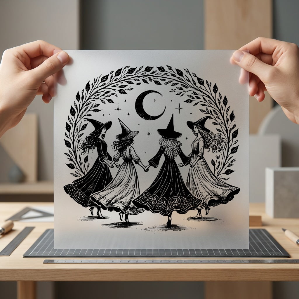 Witch Circle Dance Mystical Halloween Ready to Press DTF Transfer for Dtf