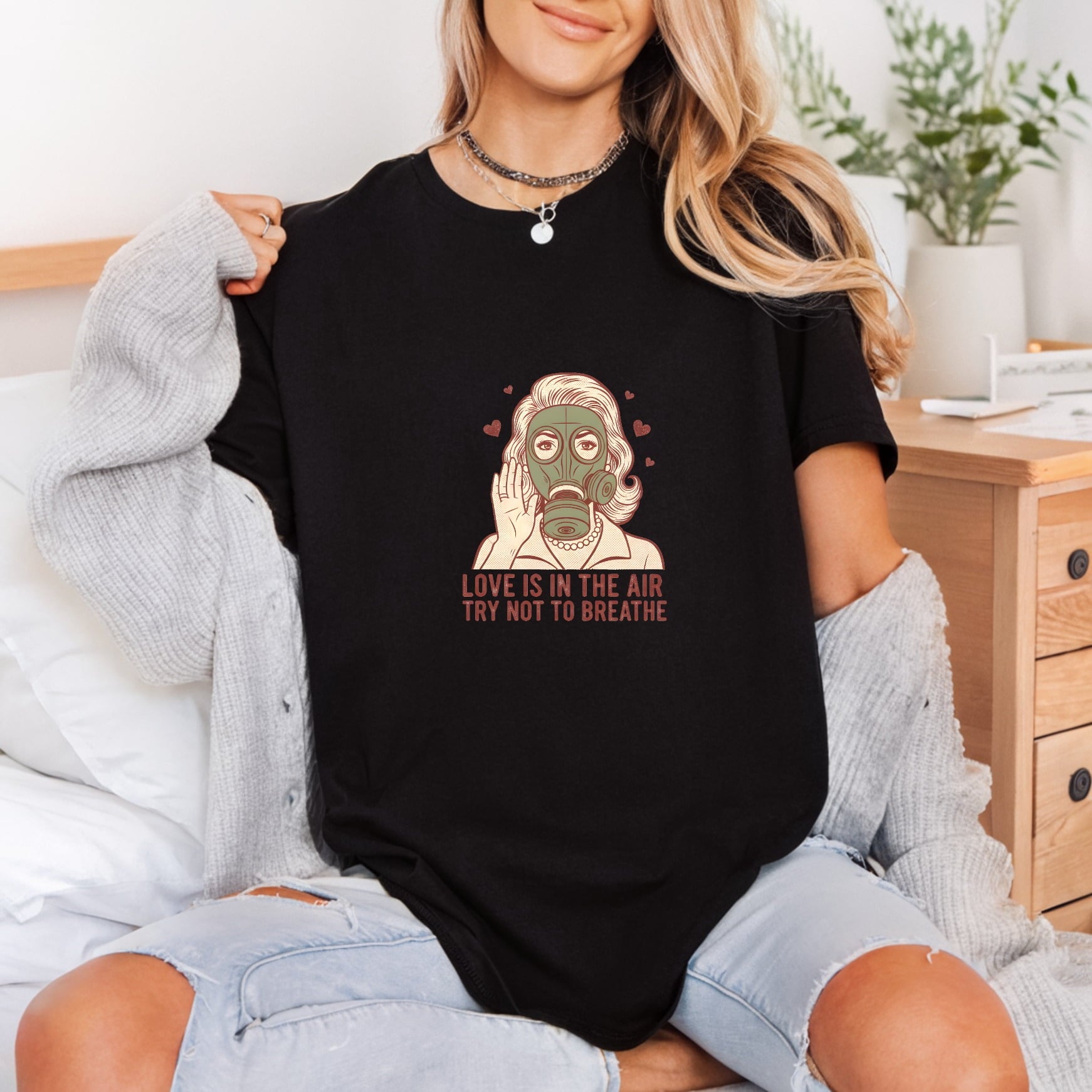 Woman Gas Mask Love Valentine Funny Ready to Press DTF Transfer for Dtf