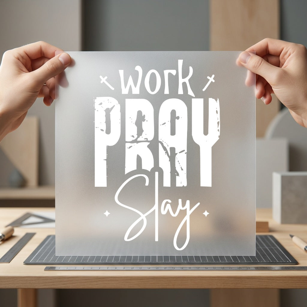 Work Pray Slay Motivational Christian Faith Ready to Press DTF Transfer for Dtf