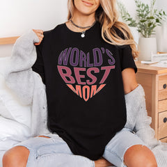World Mom Heart Retro Mom Retro Ready to Press DTF Transfer for Dtf