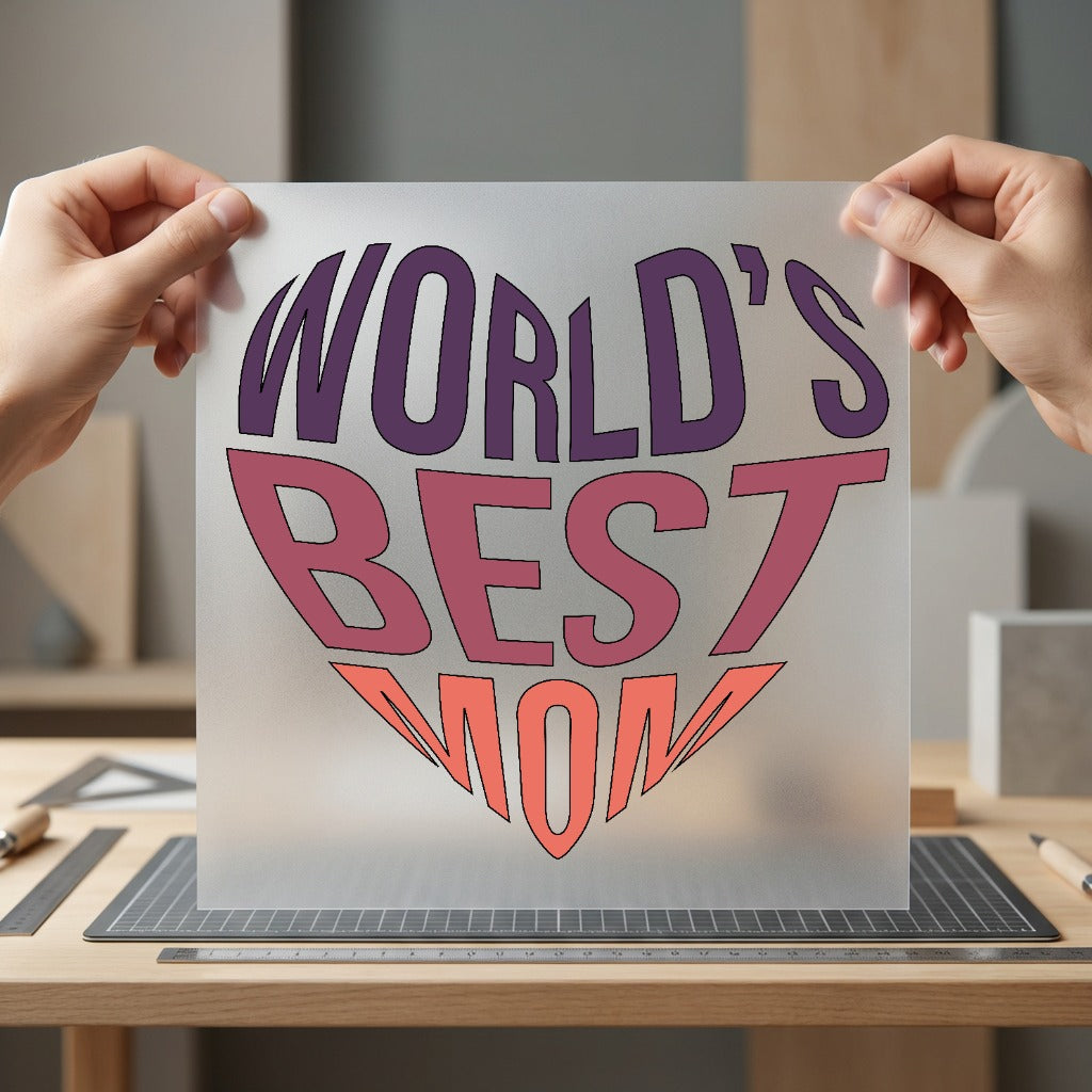 World Mom Heart Retro Mom Retro Ready to Press DTF Transfer for Dtf