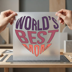 World Mom Heart Retro Mom Retro Ready to Press DTF Transfer for Dtf