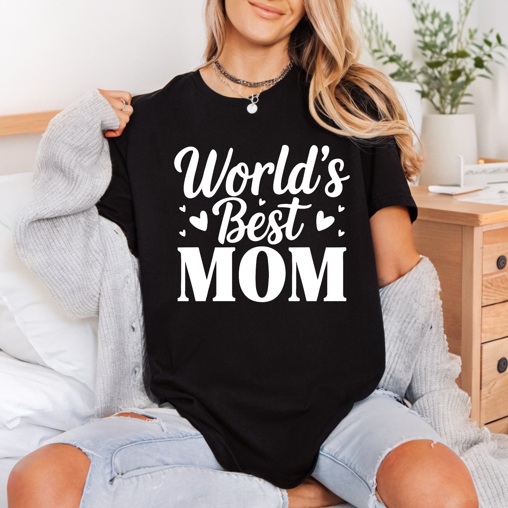 World Mom Hearts Script Mom Ready to Press DTF Transfer for Dtf