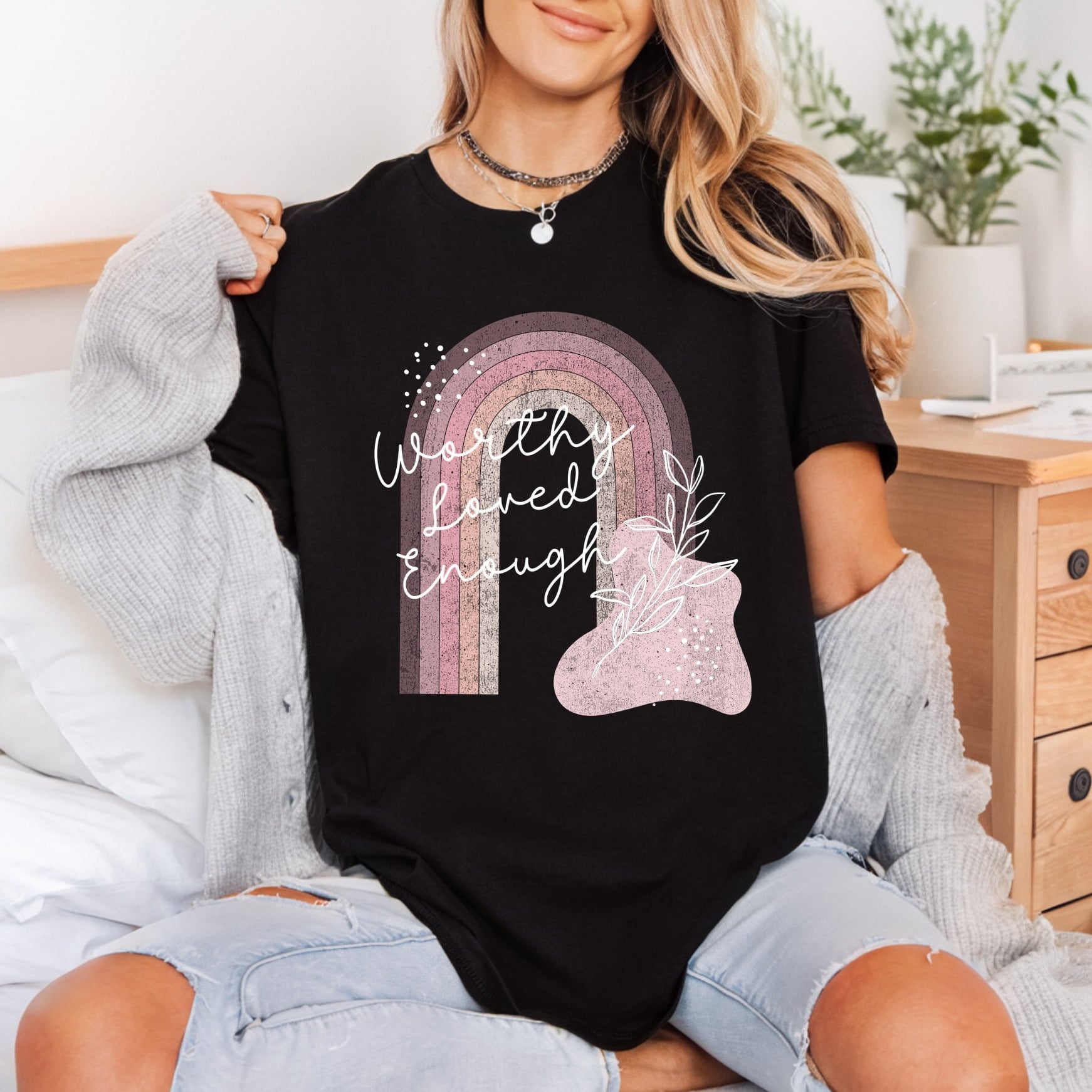 Worthy Loved Enough Boho Boho Aesthetic Ready to Press DTF Transfer for Dtf
