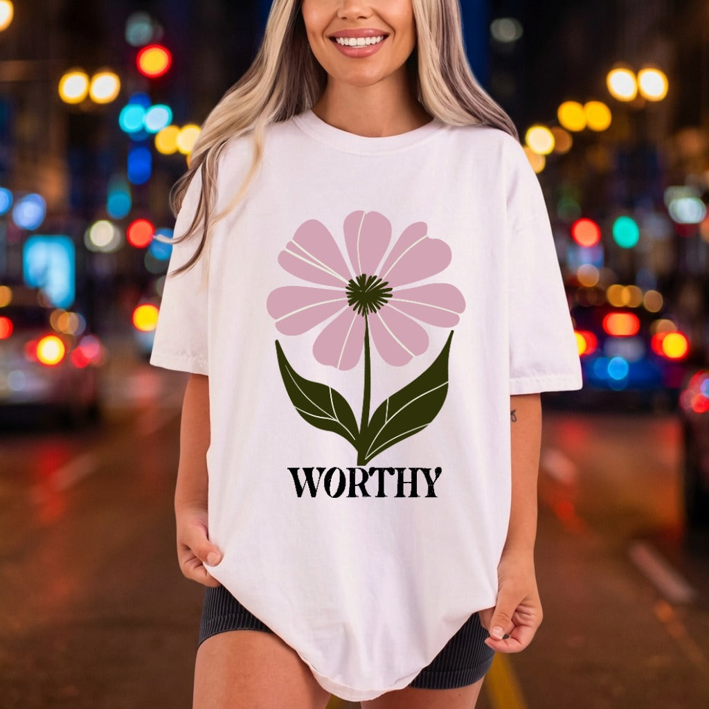 Worthy Pink Daisy Floral Boho Aesthetic Ready to Press DTF Transfer for Dtf