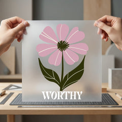 Worthy Pink Daisy Floral Boho Aesthetic Ready to Press DTF Transfer for Dtf