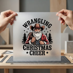 Wrangling Christmas Cheer Cowboy Usa Christmas Ready to Press DTF Transfer for Dtf