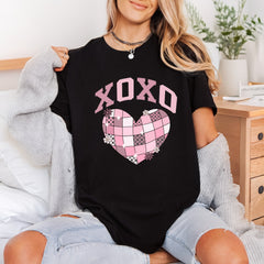 Xoxo Checkered Heart Retro Valentine Retro Ready to Press DTF Transfer for Dtf
