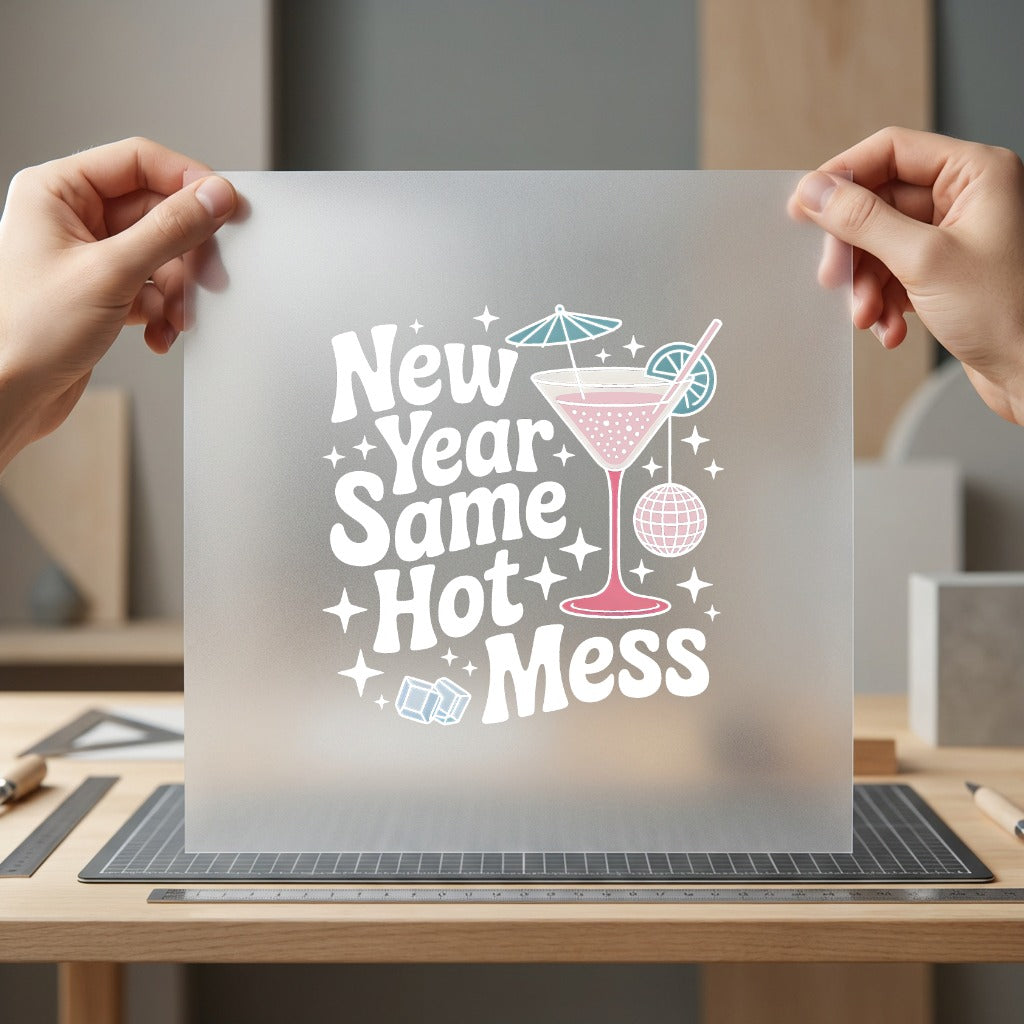 Year Same Hot Mess Christmas Mom Ready to Press DTF Transfer for Dtf