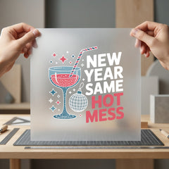 Year Same Hot Mess Christmas Mom Ready to Press DTF Transfer for Dtf