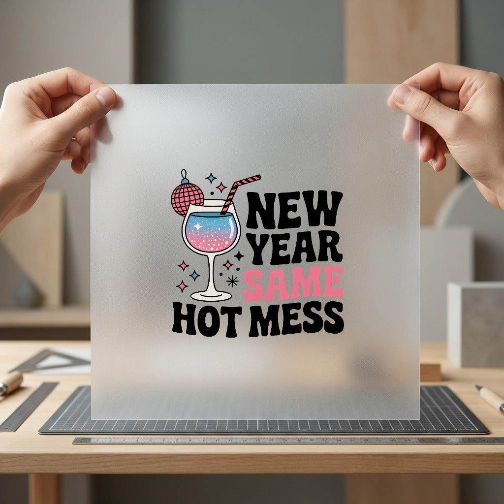 Year Same Hot Mess Christmas Mom Ready to Press DTF Transfer for Dtf