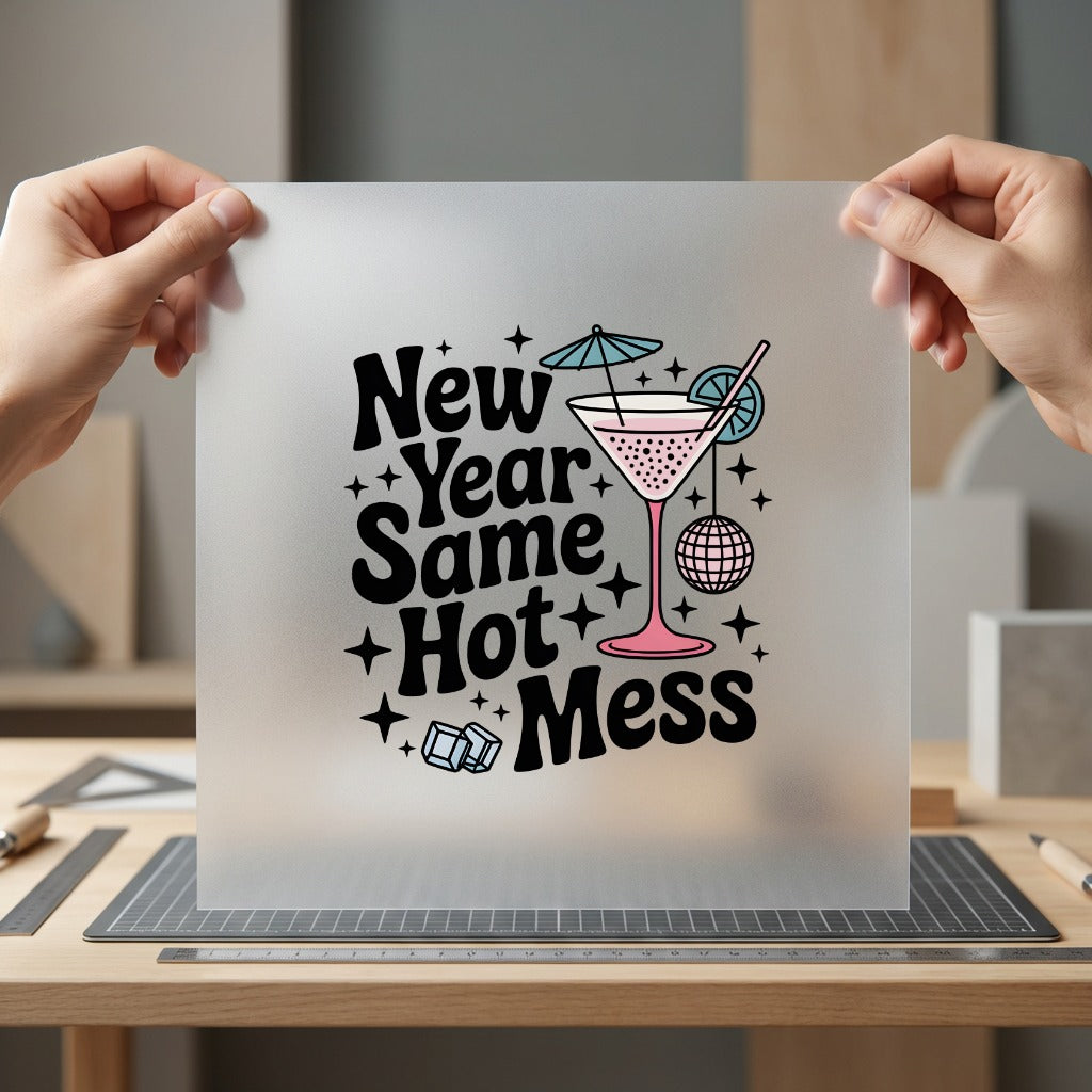 Year Same Hot Mess Christmas Mom Ready to Press DTF Transfer for Dtf