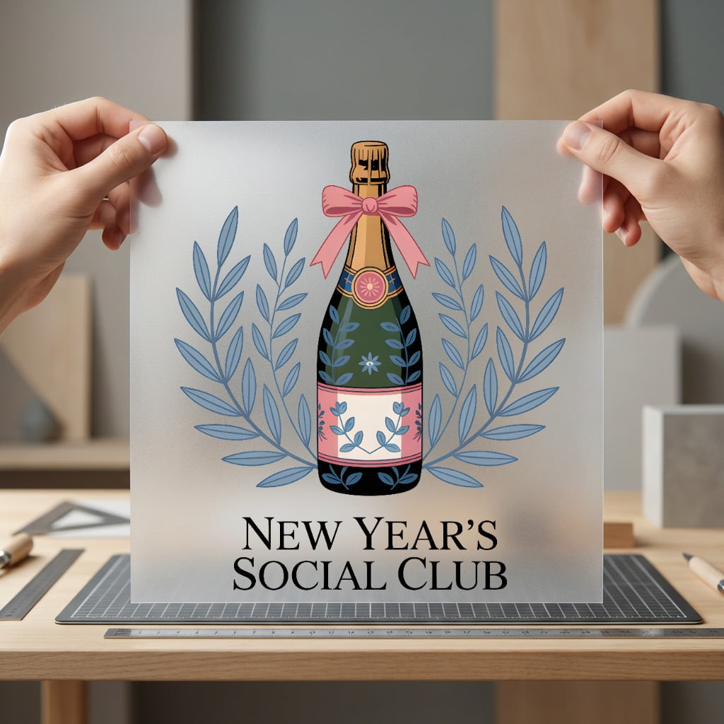Year Social Club Champagne Christmas Ready to Press DTF Transfer for Dtf