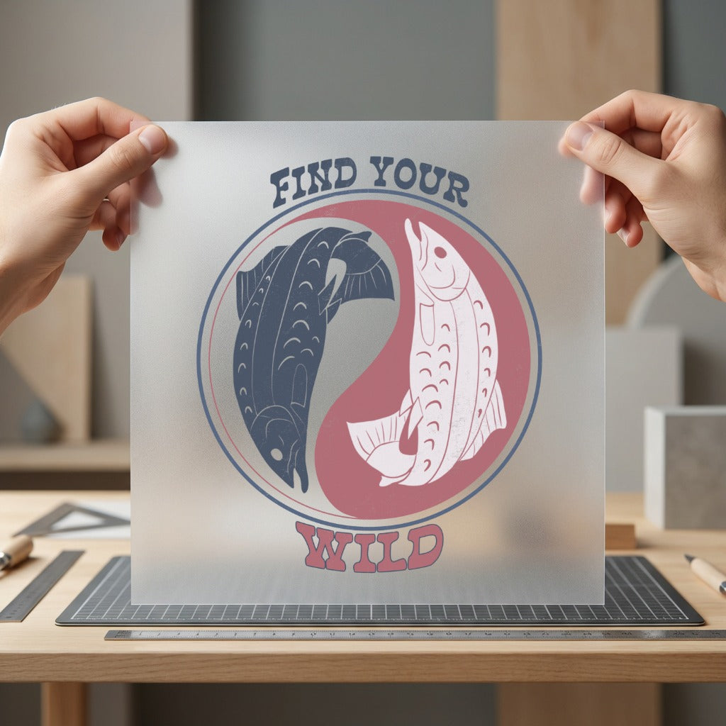 Yin Yang Koi Fish Vintage Retro Ready to Press DTF Transfer for Dtf