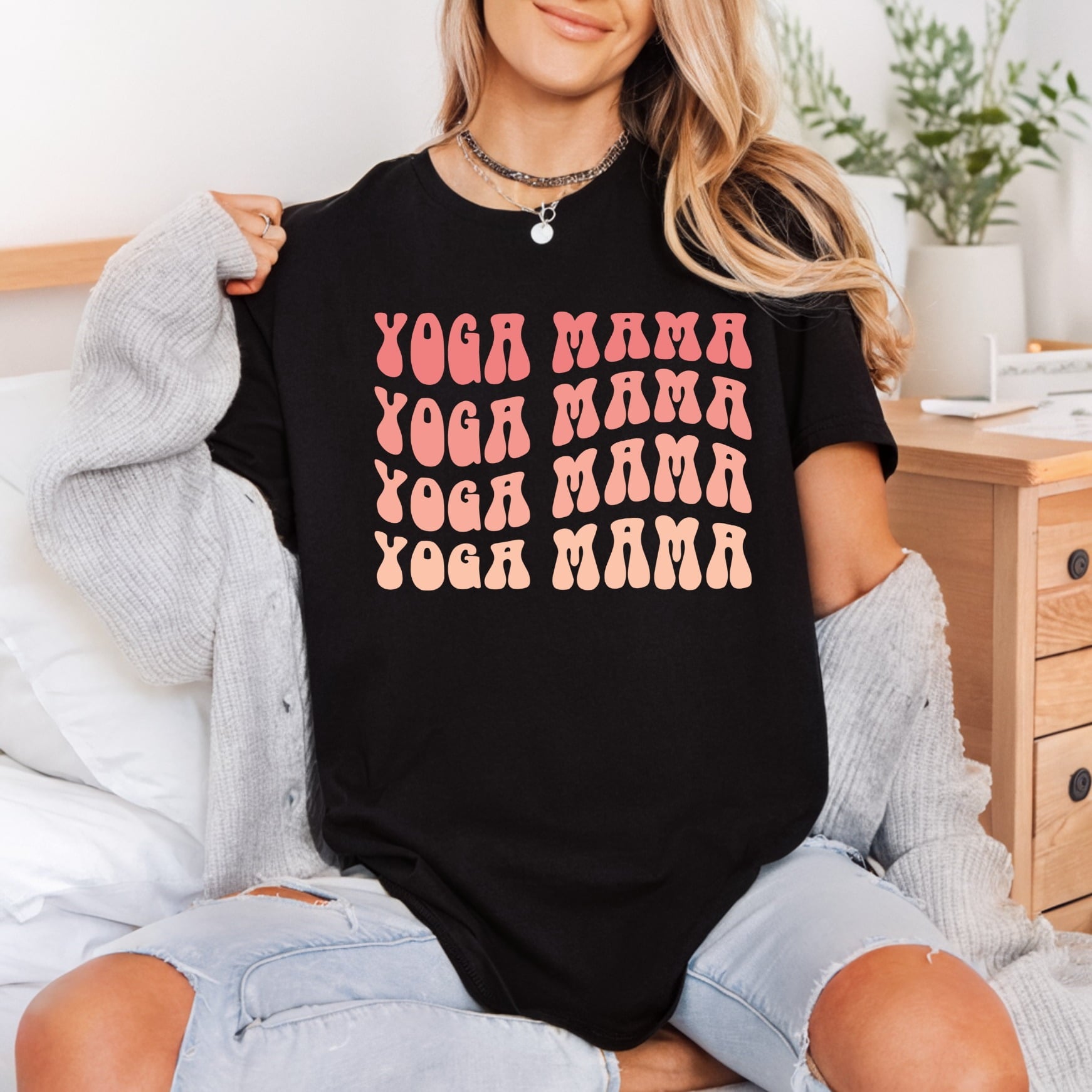 Yoga Mama Retro Text Mom Vintage Ready to Press DTF Transfer for Dtf