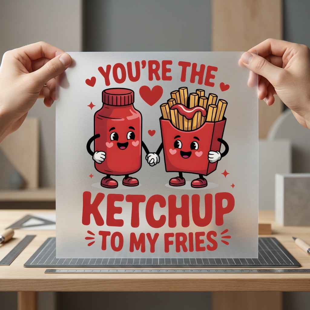 You Ketchup Fries Cartoon Valentine Funny Ready to Press DTF Transfer for Dtf