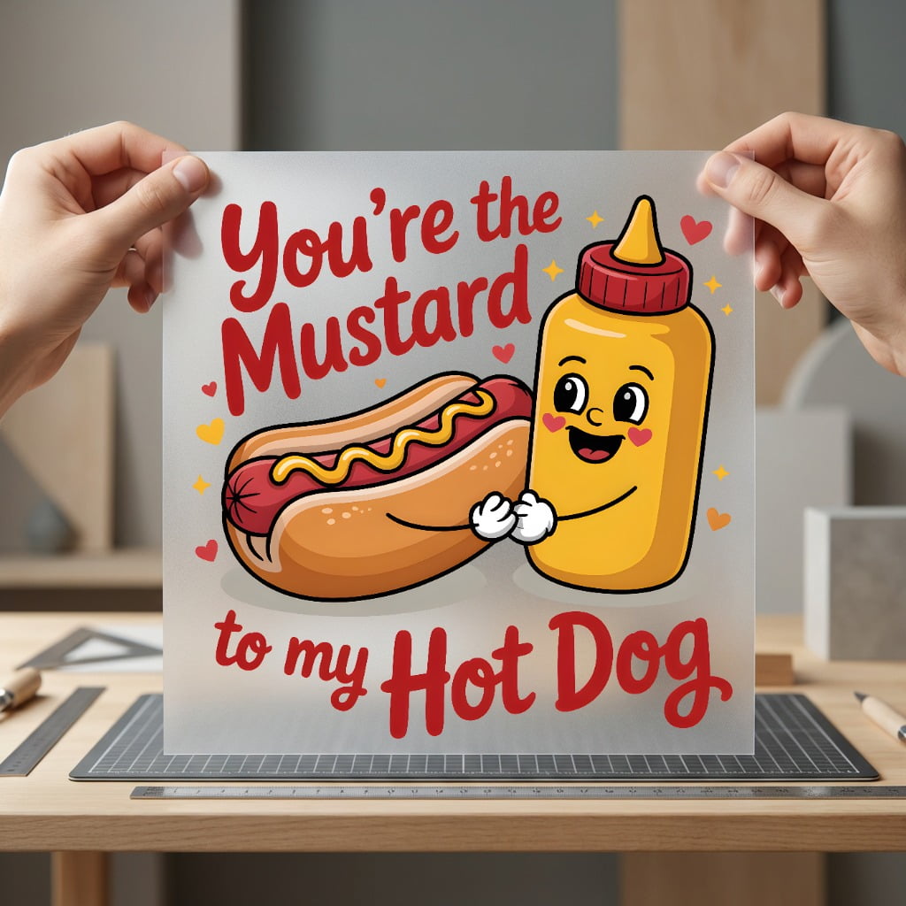 You Mustard Hot Dog Valentine Funny Ready to Press DTF Transfer for Dtf