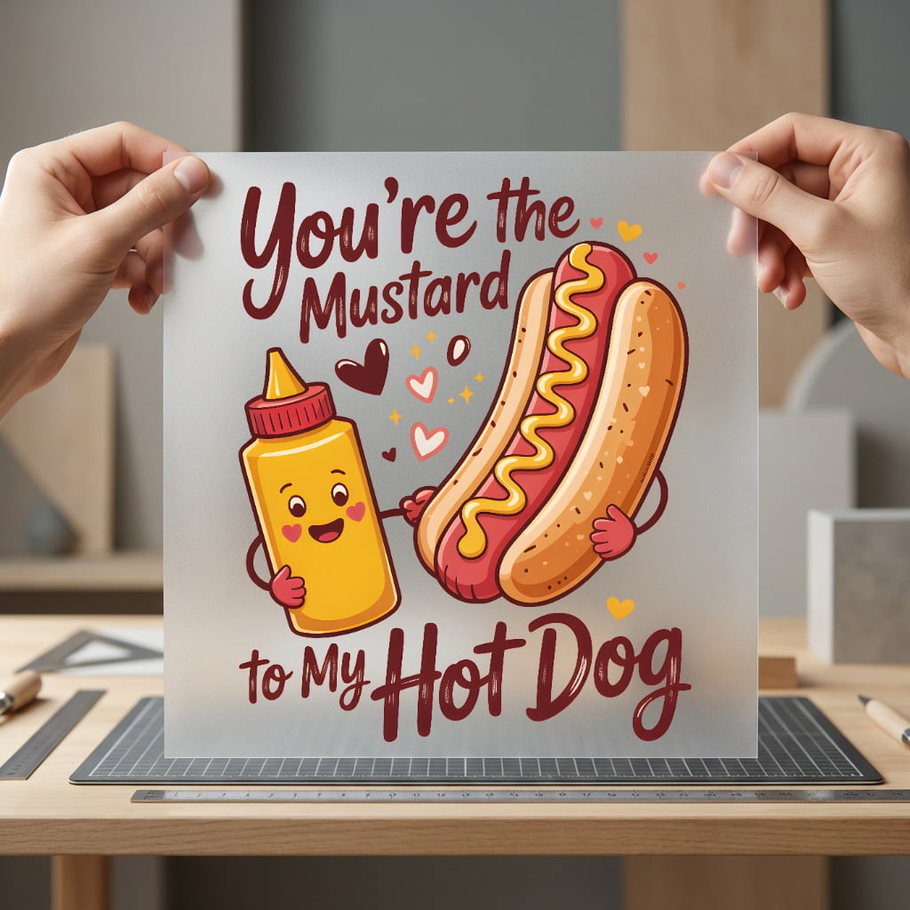 You Mustard Hot Dog Valentine Funny Ready to Press DTF Transfer for Dtf