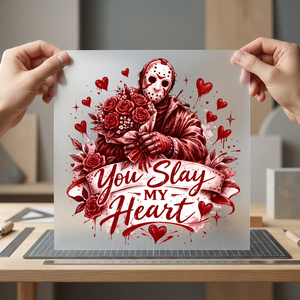 You Slay Heart Horror Valentine Funny Ready to Press DTF Transfer for Dtf