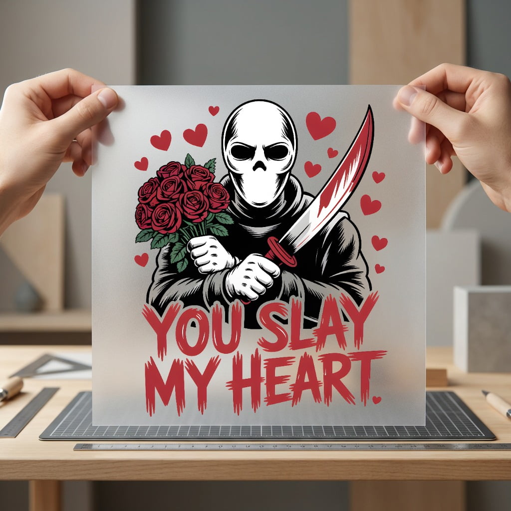 You Slay Heart Skeleton Halloween Valentine Ready to Press DTF Transfer for Dtf