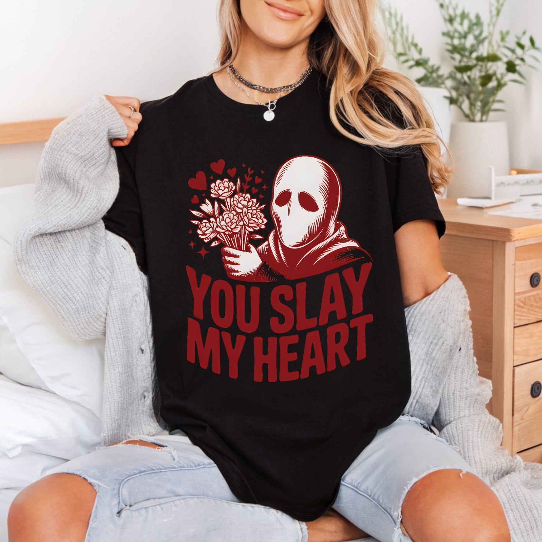 You Slay Heart Slasher Halloween Valentine Ready to Press DTF Transfer for Dtf