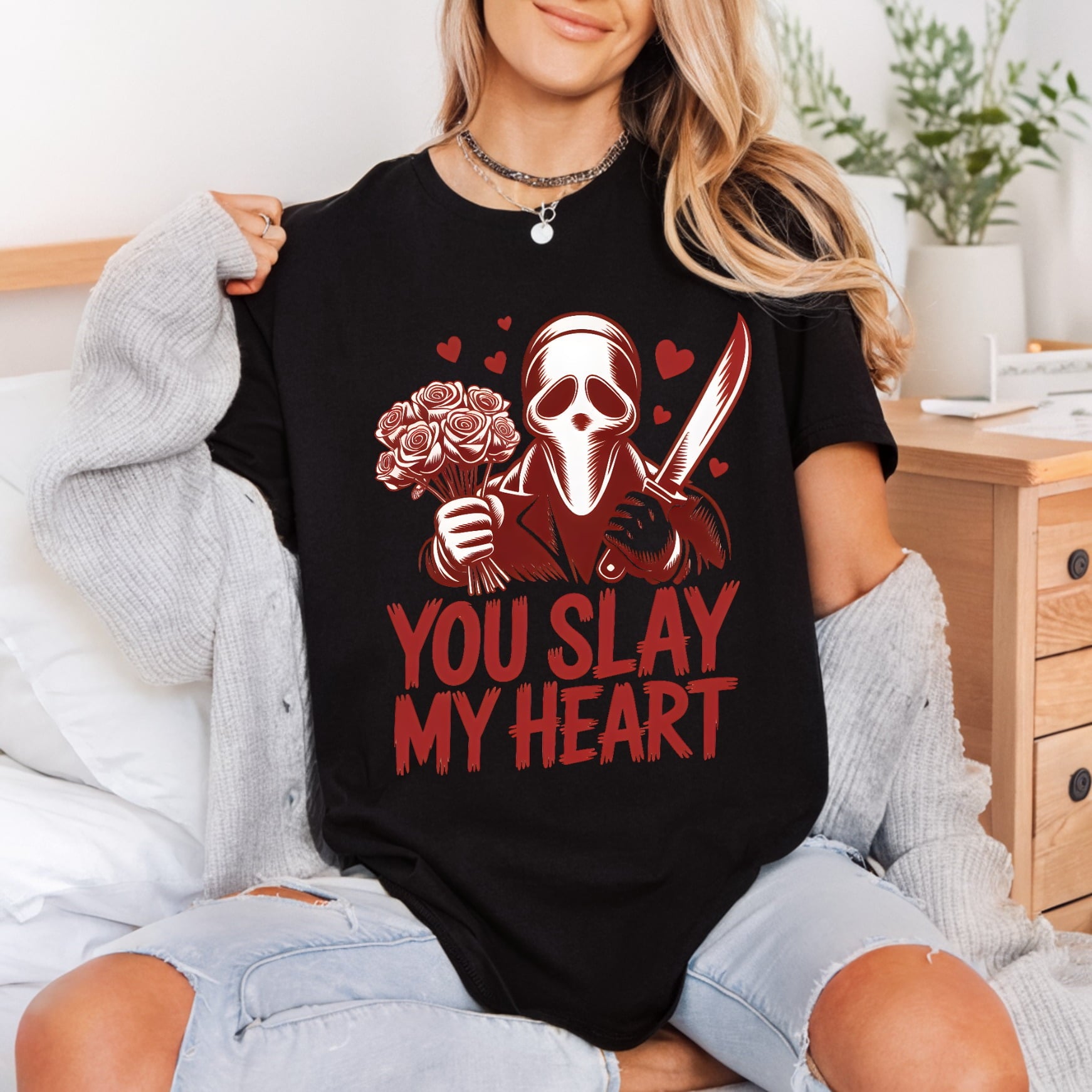 You Slay Heart Valentine Halloween Valentine Ready to Press DTF Transfer for Dtf