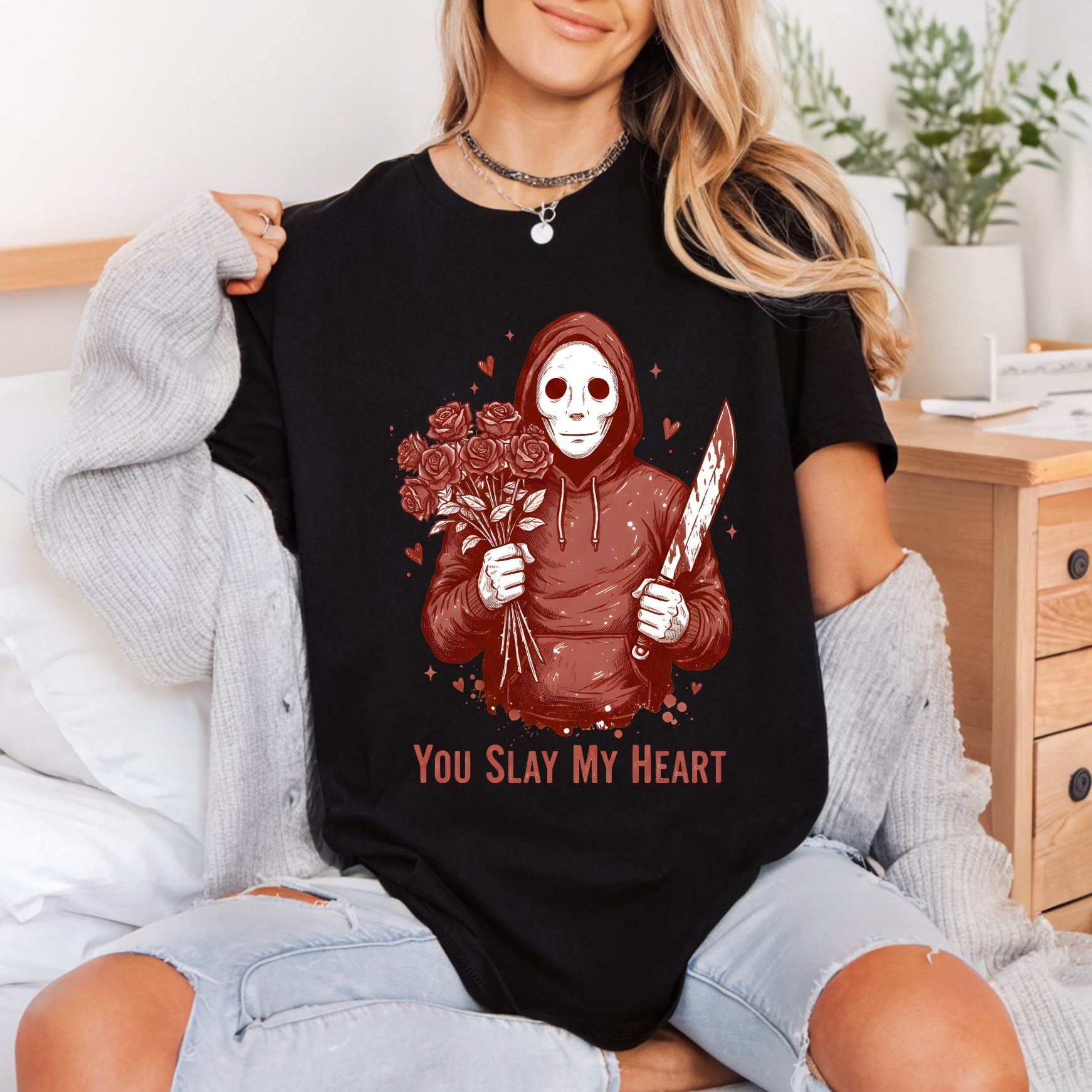 You Slay Heart Valentine Halloween Valentine Ready to Press DTF Transfer for Dtf