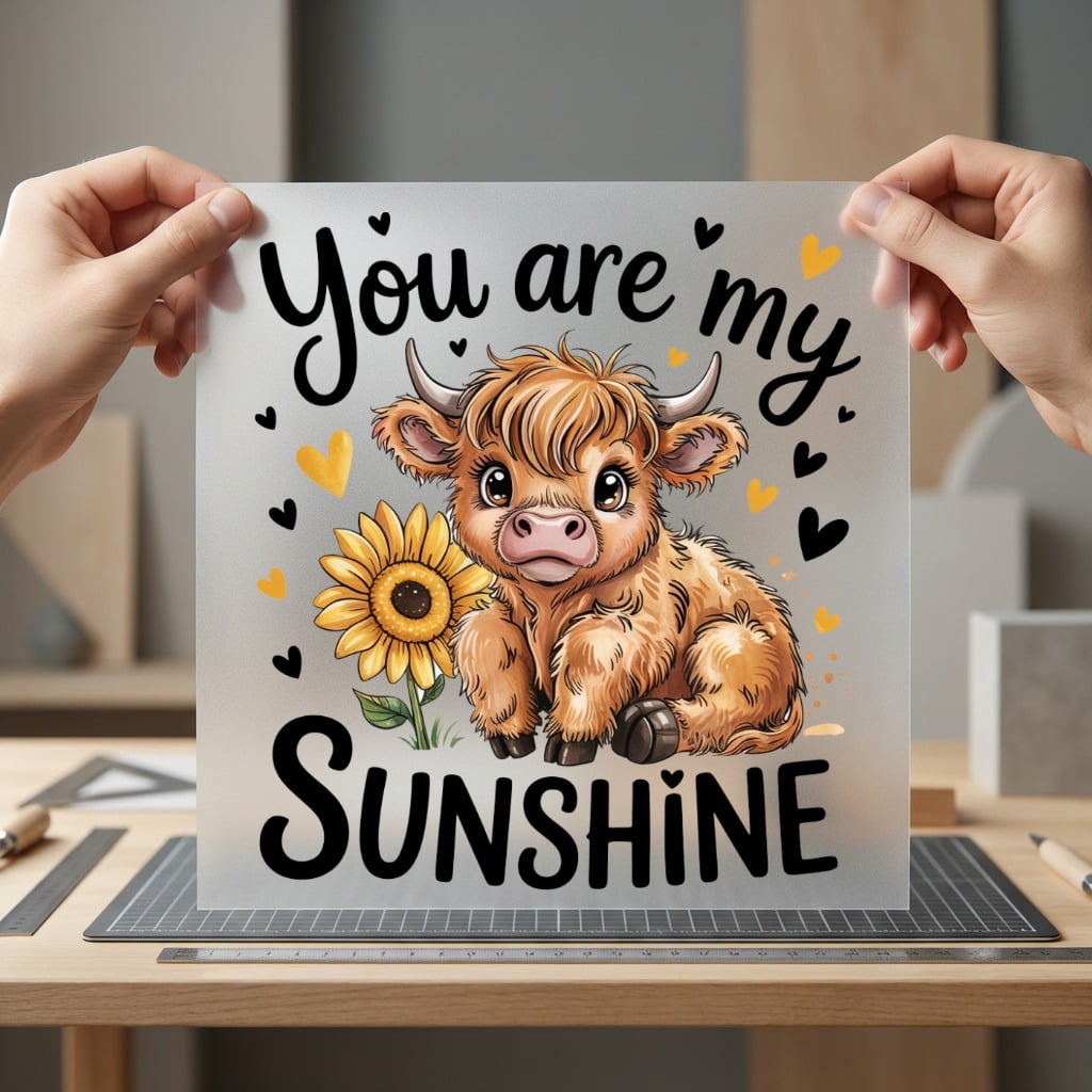 You Sunshine Highland Cow Valentine Pet Ready to Press DTF Transfer for Dtf