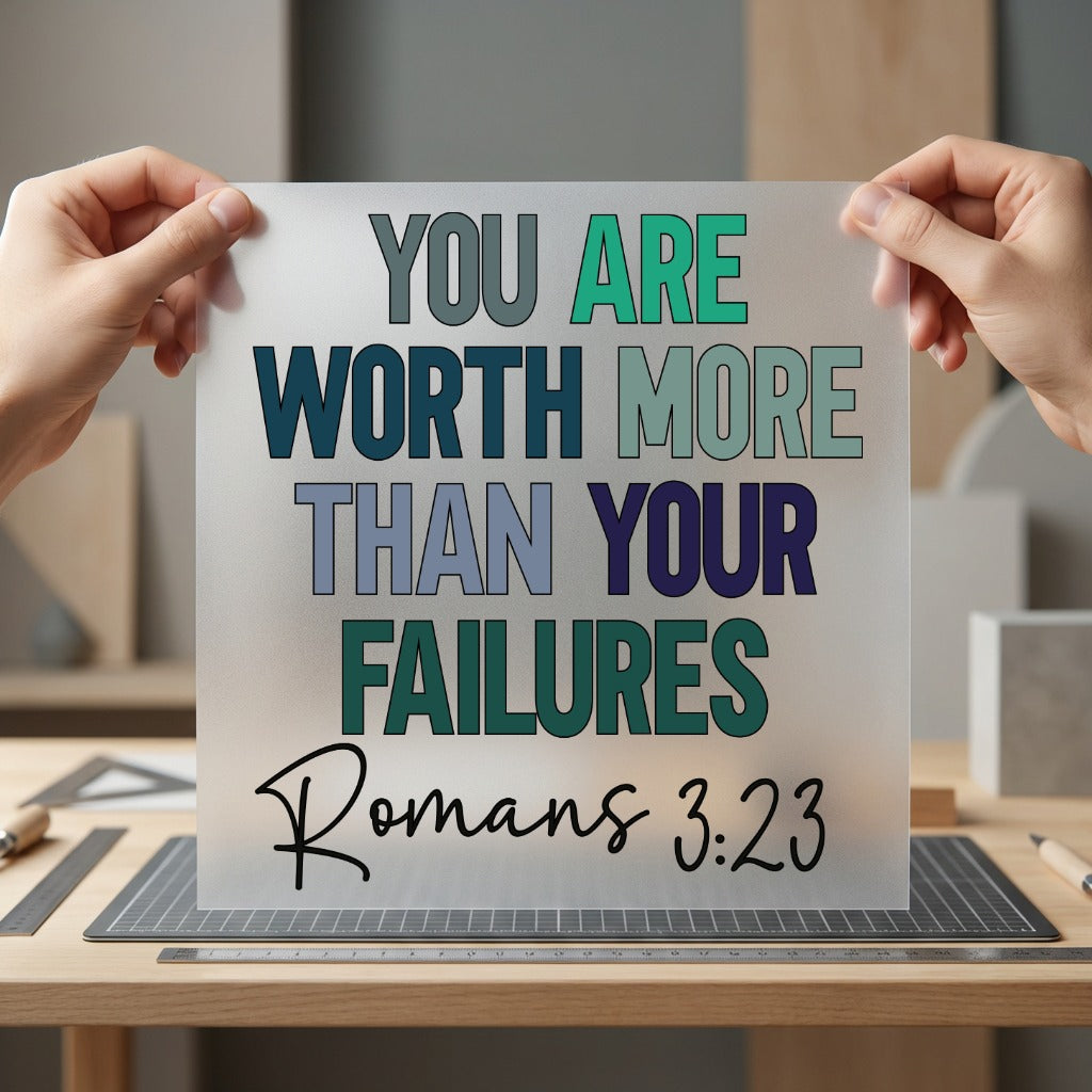 You Worth More Romans Christian Faith Ready to Press DTF Transfer for Dtf